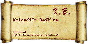Kolcsár Beáta névjegykártya