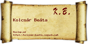 Kolcsár Beáta névjegykártya