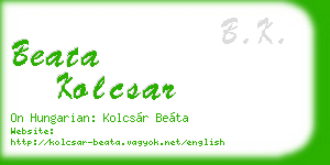 beata kolcsar business card